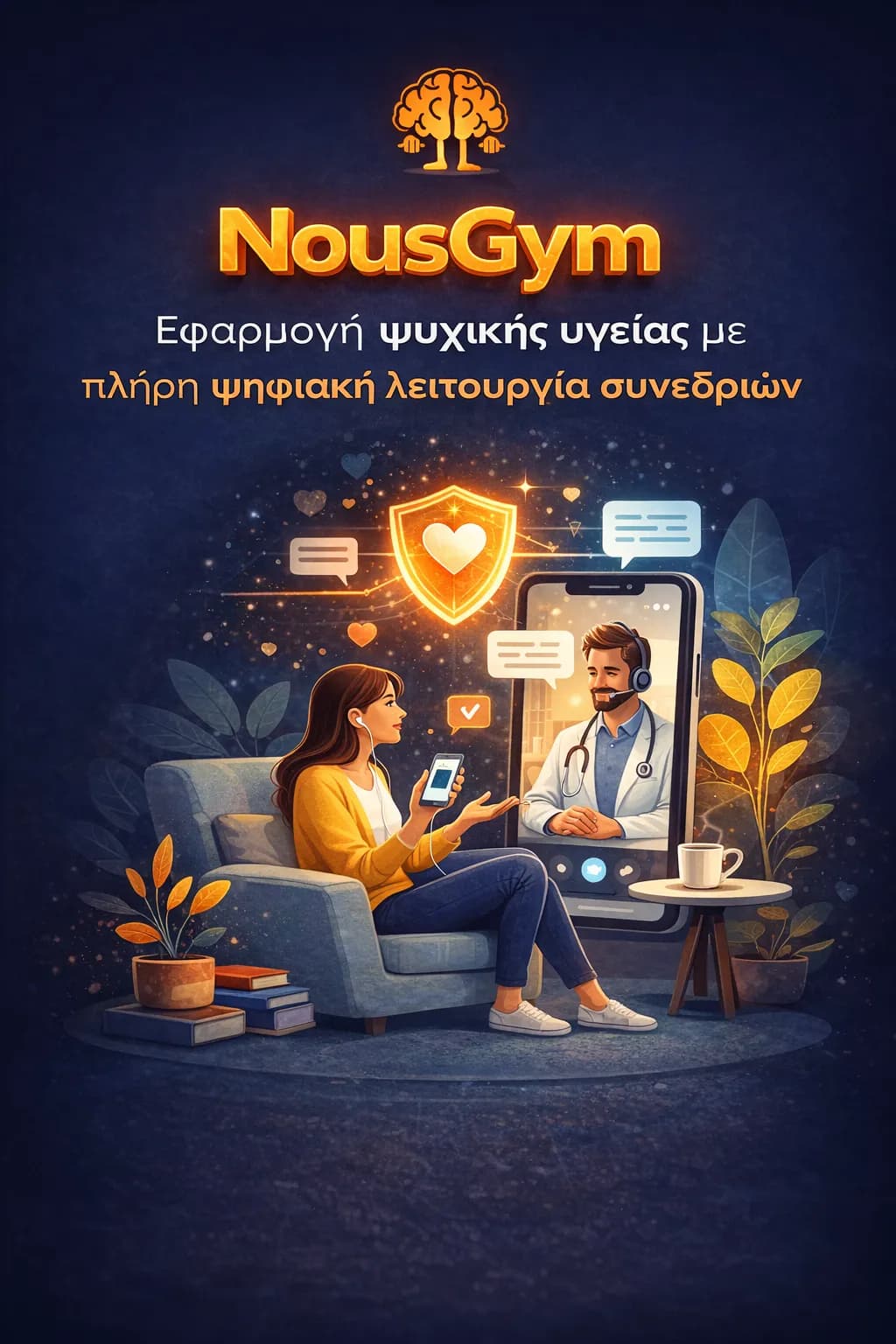Εφαρμογή ψυχικής υγείας με πλήρη ψηφιακή λειτουργία συνεδριών
